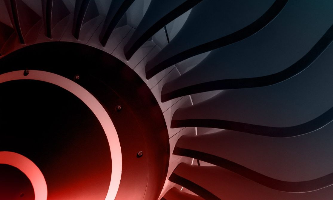 Close-up of an engine turbine