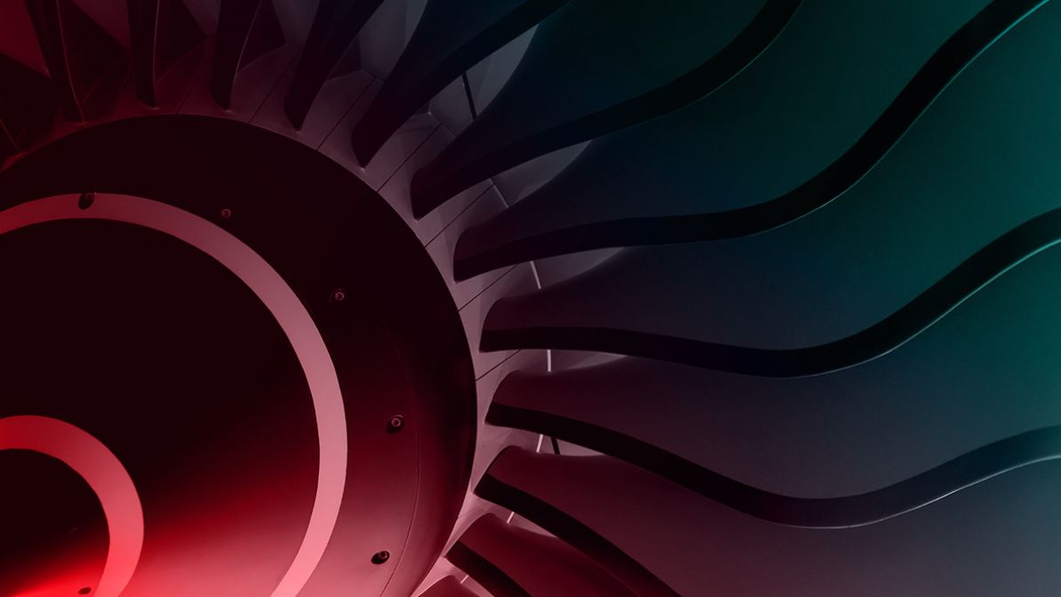 Close-up of an engine turbine